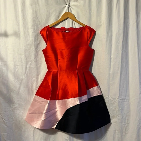 Kate Spade Do Wonder Fit and Flare Colorblock Cap Sleeve Keyhole Back Dress - Picture 2 of 11